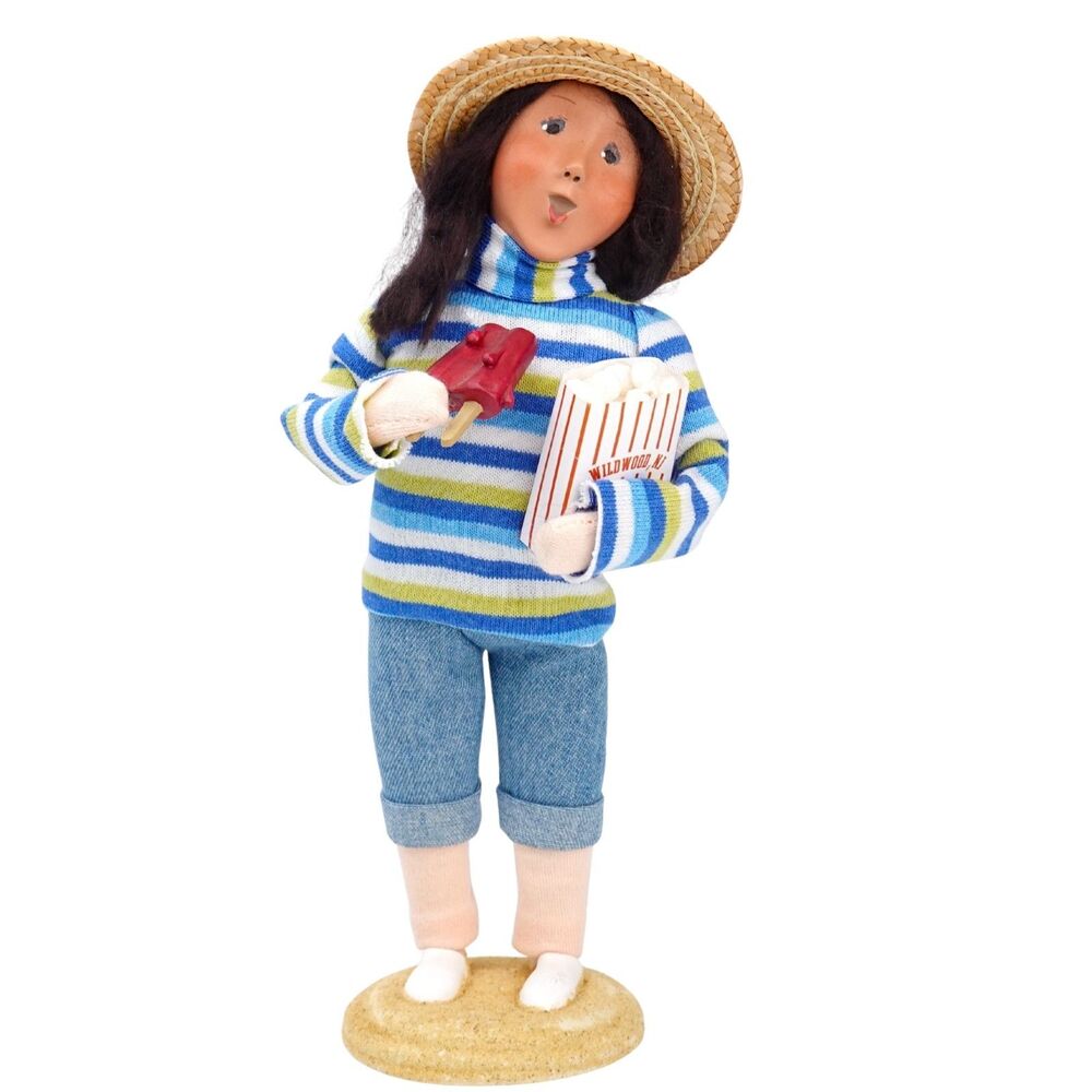 RARE Byers Choice 2008 Outer Banks Seashore Beach Girl w/ Popcorn & Popsicle